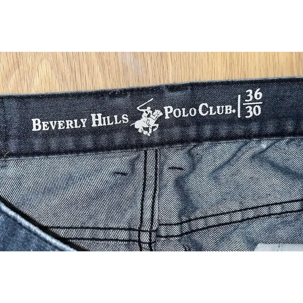 Beverly Hills‎ Polo Club Jeans Men 36x30 Dark Wash Denim Pants bleach splatter